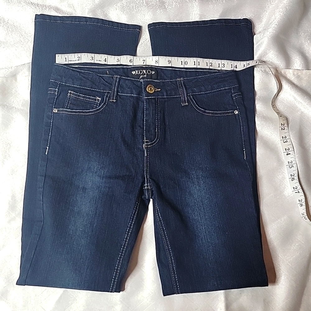 XOXO Girls Size 16 Bootcut Jeans Dark Wash Like New Back Pocket Detail